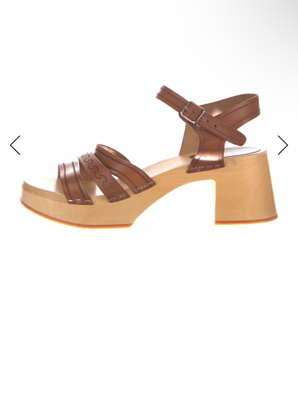 SWEDISH HASBEENS Brown Leather Wooden Platform Heeled Sandals Size 11 (41 IT)